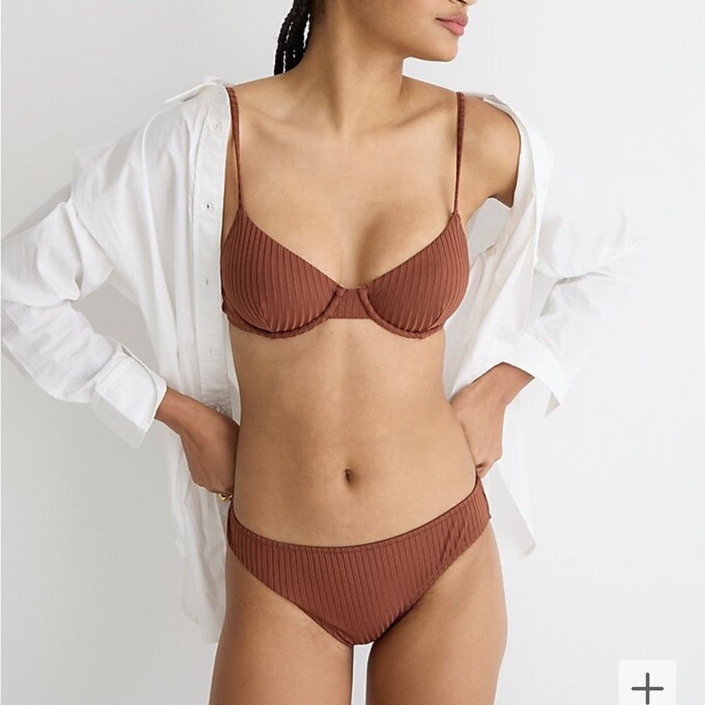 J Crew - NWT - Size XXS - Wide-rib hipster full-coverage bikini bottom - Picture 1 of 2